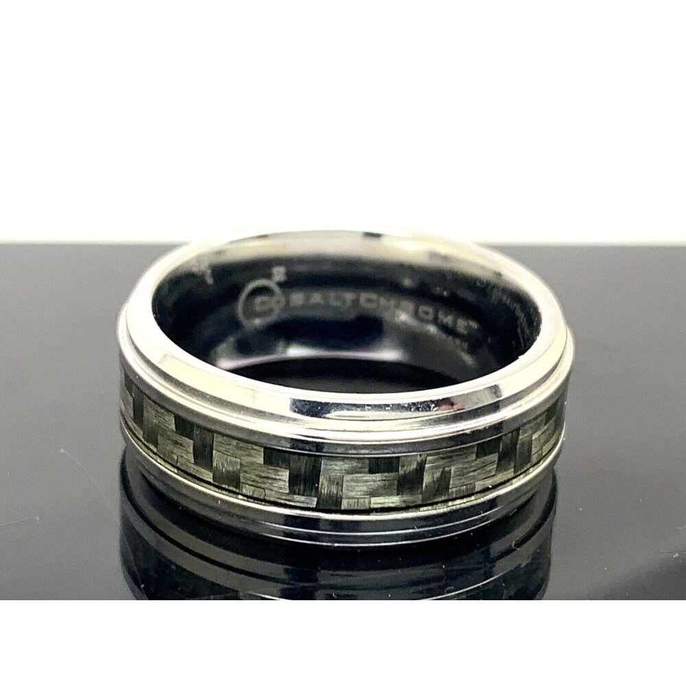 Men's Wedding Band Cobalt Chrome Benchmark Gray Silver 9mm Wide Ring Size 11